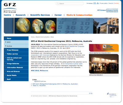 GFZ Alemán y Centro de Investigación Geotérmica Intl con una fuerte representación en WGC2015