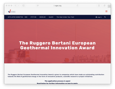 Fecha límite de presentación 9 de enero de 2019 – Premio Europeo a la Innovación Geotérmica