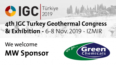 Green Chemicals, uno de los patrocinadores clave del Congreso Geotérmico IGC Turquía (6-8 de noviembre 2019)