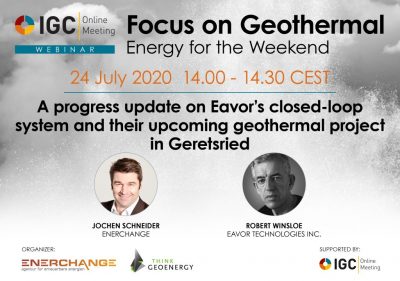 Webinar – Actualización de la tecnología Eavor de circuito cerrado, 24 de Julio 2020