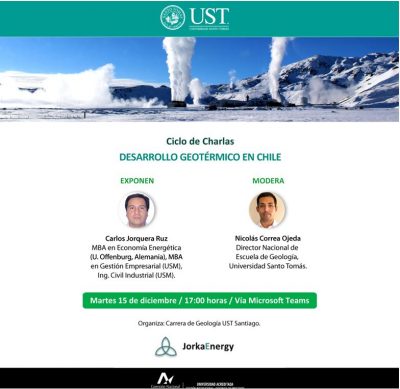 Charla Desarrollo Geotérmico en Chile – 15 Diciembre a las 17:00 hr