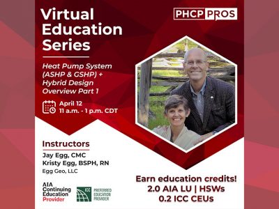 Curso en línea sobre sistemas de bombas de calor con Jay Egg, 12 de abril de 2021