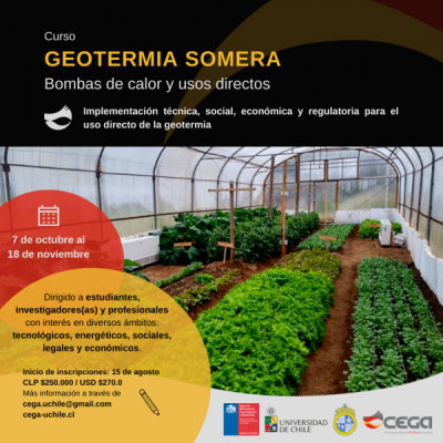 Curso Geotermia Somera, Bombas de Calor y Usos Directos, a cargo del CEGA, 7-18 Octubre 2022