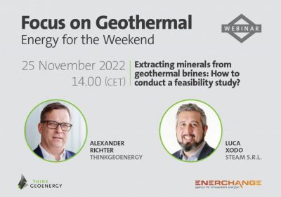 Seminario web: extracción de minerales de salmueras geotérmicas: ¿cómo realizar un estudio de factibilidad?, 25 de noviembre de 2022