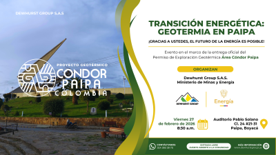 Colombia otorgará permiso de exploración geotérmica al Proyecto Cóndor Paipa en Boyacá