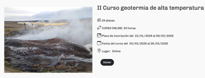 El ICOG organiza el II Curso de Geotermia de Alta Temperatura